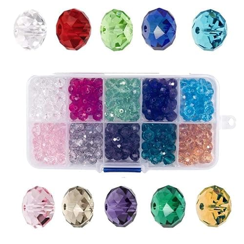 Bingcute 6mm Wholesale Briolette Crystal Glass Beads Finding Spacer Beads Faceted #5040 Briollete Rondelle Shape Assorted Colors with Container Box - Image 1