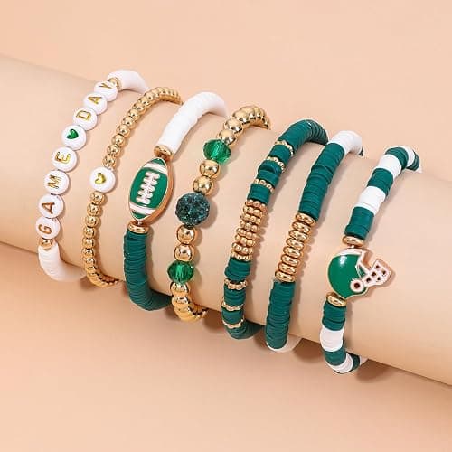 Artlunar Game Day Football Charm Bracelet: Stackable Sports Jewelry for Moms & Dads - Perfect for Football Fans thumbnail 2