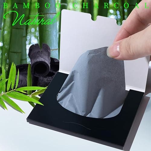 Teenitor 800 Counts Oil Blotting Papers for Face, Bamboo Charcoal Oil Absorbing Sheets for Oily Skin, Oil Blotting Sheets for Face, Oil Absorbent Pads Blotter Paper, Oil Face Wipes Large 10cmx7cm thumbnail 2