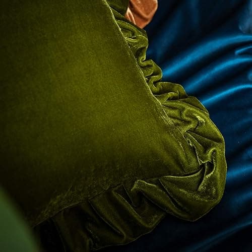 Glory Season Velvet Throw Pillow Cover Soft Decorative Luxurious Solid Square Cushion Case for Sofa Couch Bedroom Farmhouse,Pack of 2, 18 x 18 Inches, Olive Green thumbnail 5