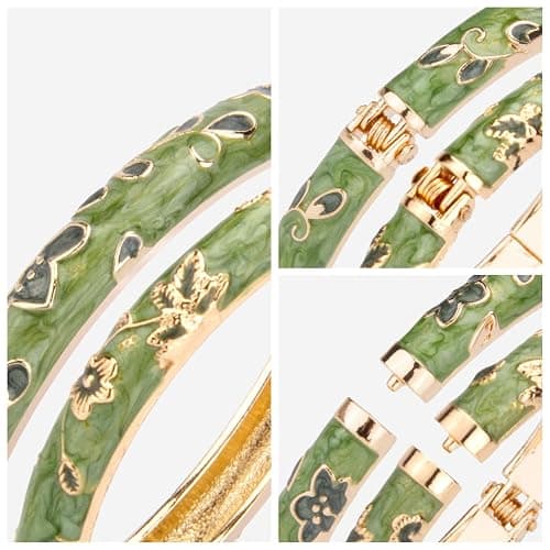 UJOY Womens Multi-Colors Cloisonne Bracelet Plated Flower Hollowed Enameled Hinged Cuff Bangles Jewelry Gift 88A10 thumbnail 4