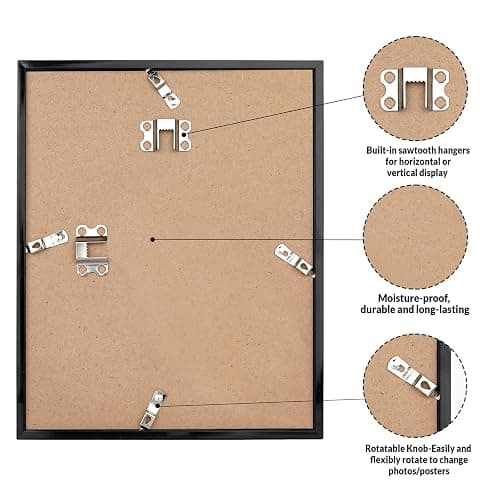 LaVie Home 8x12 Picture Frame Black（5 Pack）, 8 x 12 Picture Frame for Wall Decoration, Stable and Sturdy Frame and Plexiglass, Black Minimalist Style thumbnail 5