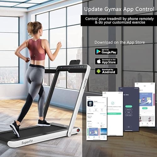 Goplus 2 in 1 Folding Treadmill with Dual Display, 2.25HP Superfit Under Desk Electric Pad Treadmill, Installation-Free, Blue Tooth Speaker, APP Control, Remote Control, Walking Jogging for Home thumbnail 7