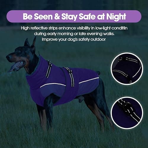 QBLEEV Warm Dog Jacket - Reflective, Adjustable Winter Coat with Turtleneck for Cold Weather, Waterproof Fleece Snowsuit for Small, Medium, Large Dogs thumbnail 5
