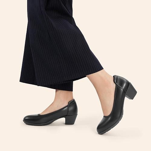 DREAM PAIRS Women's Low Chunky Heels Comfortable Block Work Pumps Closed Round Toe Dress Shoes for Office Business thumbnail 2