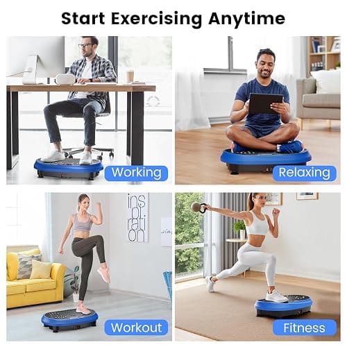 Vibration Plate Exercise Machine, Vibrating Fitness Platform for Lymphatic Drainage, Full Body Shaker Workout Equipment, Bluetooth Power Shaping Vibrate Plate, Board Sport for Home Exercise Gym, Blue thumbnail 8