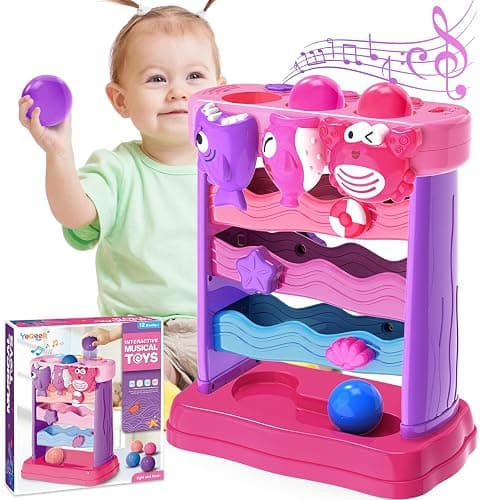 YEGEER Toys for 1 2 Years Old Girls, Musical Toys for 12-18 Months, Interactive Toddler, Montessori Toys, Christmas Birthday Gifts for Baby Kids Toddlers Age 1-2 Years Old (Pink) - Image 1