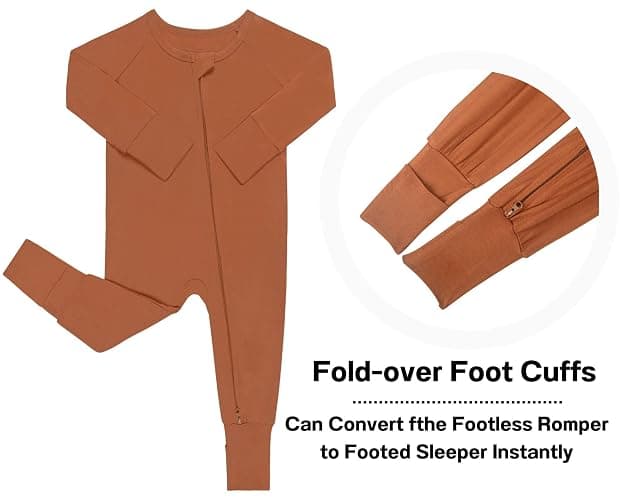 GUISBY Rayon Baby Footless Pajamas, Long Sleeve with 2 Way Zippers Rompers Sleepers thumbnail 2