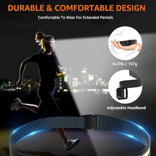 Head Torch Rechargeable, [2 Pack] Super Bright 230° Wide Beam Adjustable Focus Headtorch, 30 Hrs Runtime, 8 Modes with Motion Sensor, Waterproof Lightweight Headlamp for Camping Running Fishing thumbnail 7