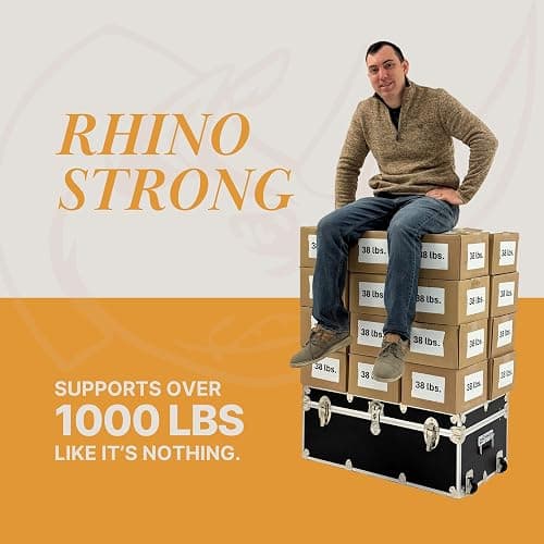 Rhino Trunk & Case Large Essential Trunk With Wheels 32”x18”x14”, 1000+ lbs Capacity - Many Colors. Strong, USA Made Summer Camp Footlocker, and Secure College Dorm Storage Chest thumbnail 9