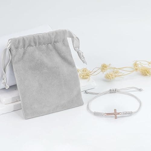 JENDEAR SHINE Rope Bracelet for Women, Hand Braided Rope Chain Adjustable, Birthday Friendship Graduation Gift for Women Girls Sisters Friends - Cross-gray thumbnail 7
