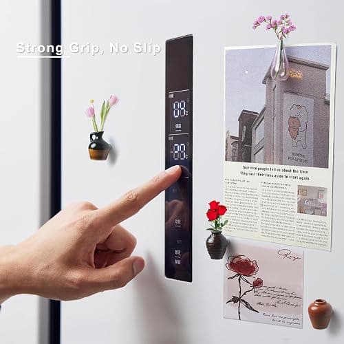 Cute Mini Ceramic Vase Magnets for Fridge, Funny Small Plant Magnets, Tiny 3D Plant Vase for Refrigerator Decoration Kitchen Locker Kitchen Office (8 Pack) thumbnail 8