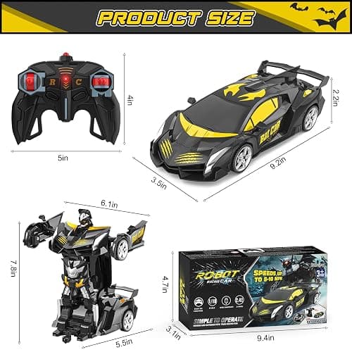 BLUEJAY Transform Rc Cars for Boys 4-7 8-12, 2.4Ghz Remote Control Car 1:18 Scale Transforming Robot, One-Button Deformation 360° Rotation Car Toy Gifts for Boys 3-5 thumbnail 3