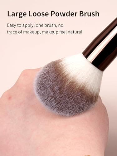MAANGE 4 PCS Foundation Makeup Brush Set Double-ended Kabuki Contour Brush for Liquid Powder Concealer Cream Cosmetics Blending Blush Face Makeup Tools Kit (Coffee) thumbnail 5