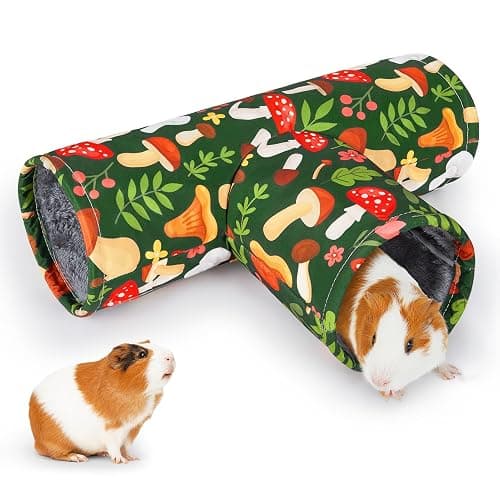 Glittme Guinea Pig Tunnel Washable Guinea Pigs Hideout Portable Rabbit Tunnels Soft Ferret Tunnel for Playing Resting Guinea Pig Accessories for Hedgehogs, Hamster,Mushrooms - Image 1