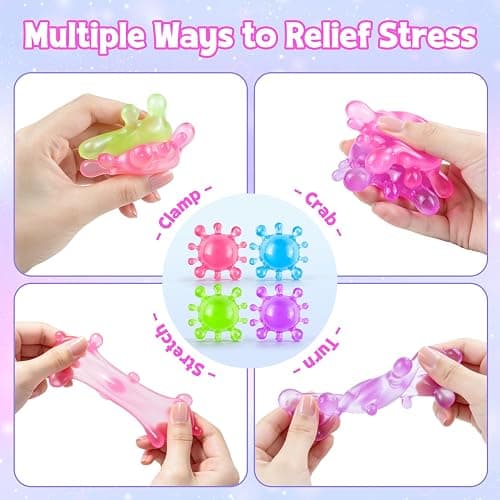 4 Pack Virus Splat Stress Balls,Textured Squishy Fidget Toys, Malt Syrup Squeeze Sensory Stress Relief Balls for Kids Adults,Portable Hand Exercise Party Favor Fidget Toys thumbnail 5