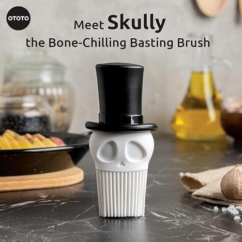 OTOTO Skully Basting Brush - Food Basting Brush for Cooking, Halloween Gifts, Gothic Kitchen Brush, Spooky Gifts, Skull Kitchen Accessories thumbnail 3