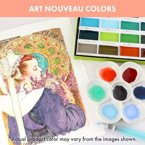 Kuretake GANSAI TAMBI Watercolor Paint Set 24 Colors II - Art nouveau, Professional-quality art supplies for artists adult painting aketching, Non-Toxic, Made in Japan thumbnail 4