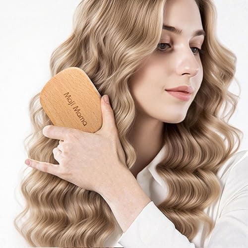 Maji Mama Handmade Natural Wooden Hair Brush Hairbrush with Bamboo Pins Massage Scalp & Detangling All Hair Types For Hair Growth,Scalp Massager Mini Brush No Handle Design thumbnail 3