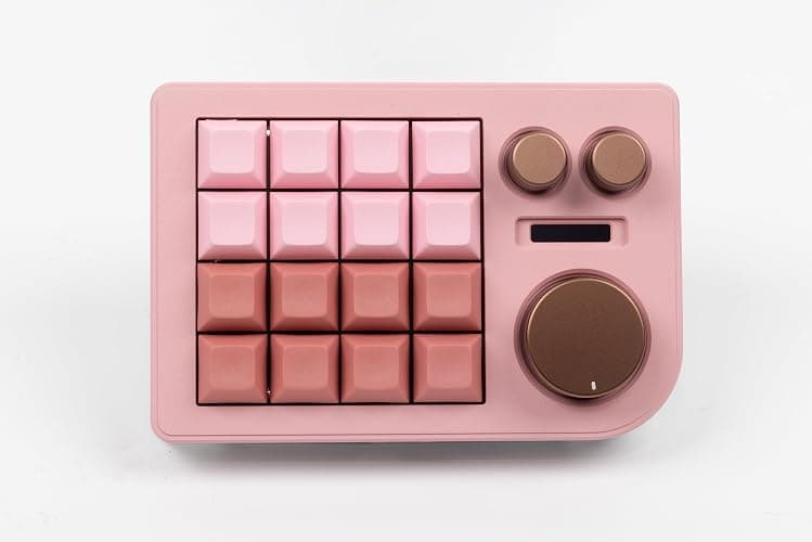 KEEBMONKEY Megalodon Triple Knob Macro Pad Programmable Designer Mini Keyboard 16 Keys (Pink) thumbnail 4