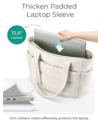 BAGSMART Tote Bag for Women, Lightweight Puffy Tote Bag with Compartments Shoulder Bag Handbag for Travel, Work, Gym thumbnail 5