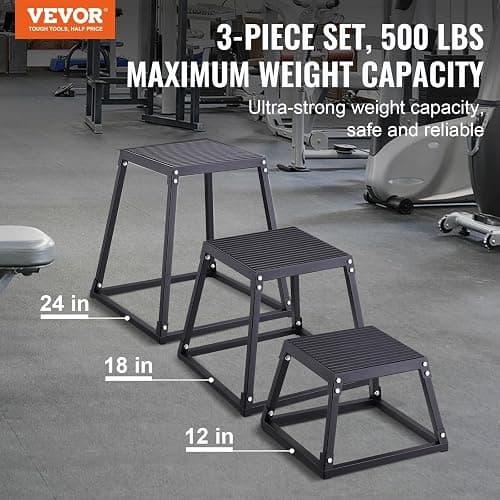 VEVOR Plyometric Jump Box, 18 Inch Plyo Box, Steel Plyometric Platform and Jumping Agility Box, Anti-Slip Fitness Exercise Step Up Box for Home Gym Training, Conditioning Strength Training thumbnail 2