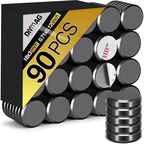 DIYMAG 90Pcs Magnets for Crafts 0.7 * 0.12inch Strong Adhesive Ceramic Magnet Small Round Circle Button Sticky Magnetics Dots Heavy Duty Double Sided for Refrigerator Fridge with Backing for School - Image 1