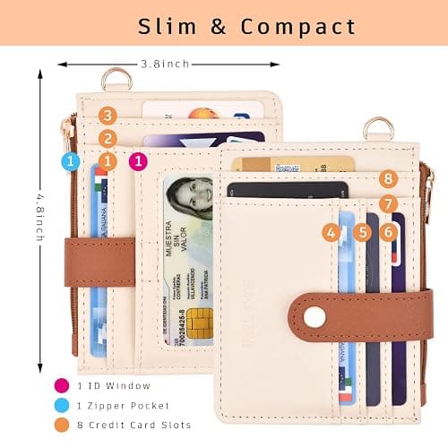 BAOSIWA Silicone Bracelet Keychain Wallet for Women Wristlet Card Holder Slim RFID Wallet with Zipper Pocket thumbnail 2