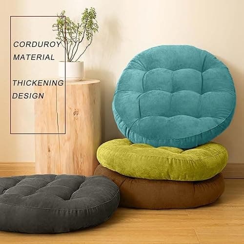 Gfobip Meditation Cushions Set of 2, Floor Pillow for Adults, 18.9 Inch | Reading nook use, Meditation seating, Tatami seating, Tufted Corduroy cover, 5 in thick, High-density pearl cotton, Brown thumbnail 7