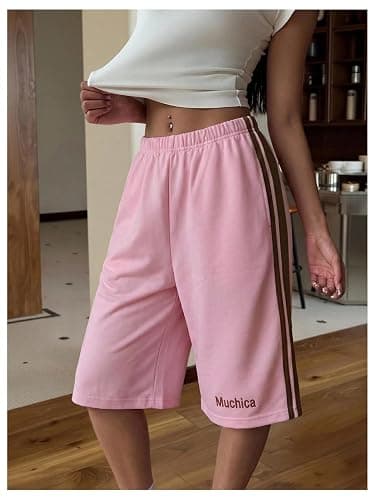 SHENHE Women's Wide Leg Sweat Shorts Drawstring Casual Lounge Sports Knee Length Bermuda Shorts thumbnail 4
