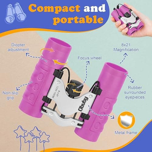 Obuby Real Binoculars for Kids Gifts for 3-12 Years Boys Girls 8x21 High-Resolution Optics Compact Toy Binocular for Bird Watching,Travel, Camping thumbnail 6