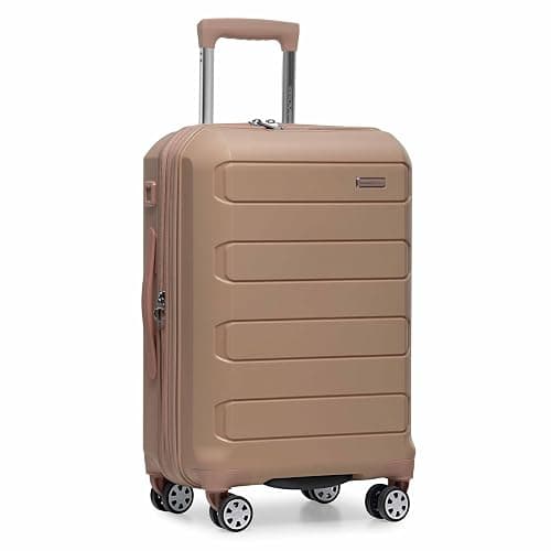 Traveler's Choice Pagosa Hardshell Expandable Luggage with Spinner Wheels, Latte Beige, 22-Inch Carry-on - Image 1