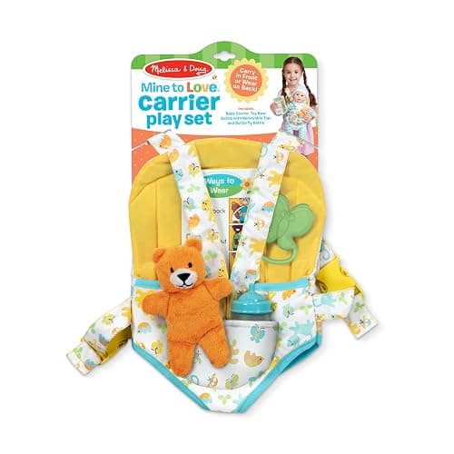 Melissa & Doug Mine to Love Carrier Play Set for Baby Dolls with Toy Bear, Bottle, Rattle, Activity Card thumbnail 6