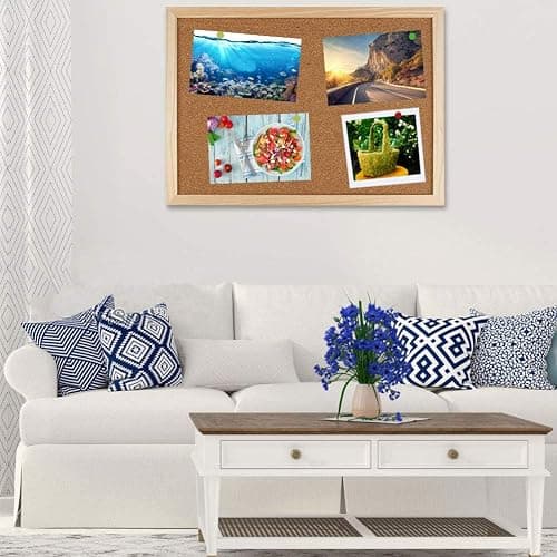 Cork Board Bulletin Board - 15.7 X 12 Inches Vision Board Wood Frame Corkboard Message Board Wall Mounted Pin Board for School, Home & Office (with Pins, Eye Bolts, Gaskets, Screws) thumbnail 6