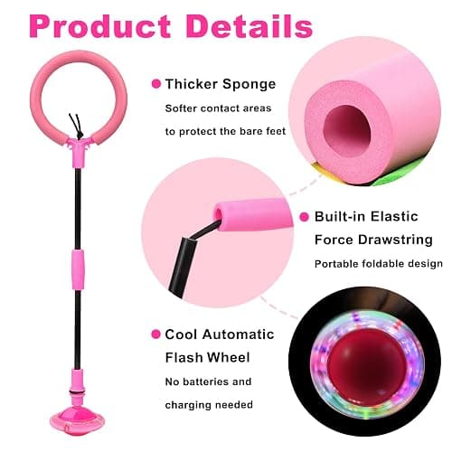 Hewog Skip Ball, Portable Foldable Colorful Flash Wheel Swing Ball, Kids Toys for Girls & Boys, Sports Fitness Toys for Kids & Adults. Gifts for Mom Women & Girls Toys Age 5-10 Years thumbnail 4