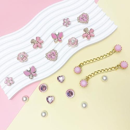 20pcs Bling Gems Plastic Butterfly Flower Sparkling Rhinestones Pearl DIY Shoe Decoration Charms for Women's Party Favor thumbnail 5