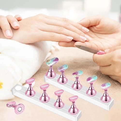 2 Set Nail Stand,Nail Holder Stand with 100 Pcs Double Sided Tape,Press on Nail Stand,Nail Practice Hand,Nail Holder for Painting Nails,for Nail Art Display,Home DIY Beginner Salon Supplies(Pink) thumbnail 2
