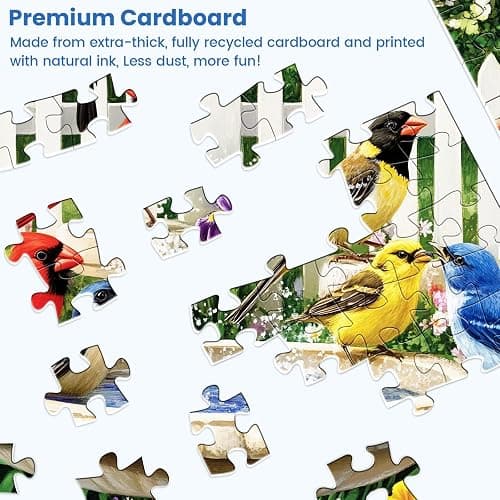 500 Pieces Puzzle for Adults,Birds Bath Flower Fence Puzzle,Recycled Cardboard Animals Jigsaw Puzzle 500 Pieces,Challenging Game Home Decor Birthday Party Gift Toy for Adults Seniors 20.5 * 15 in thumbnail 3