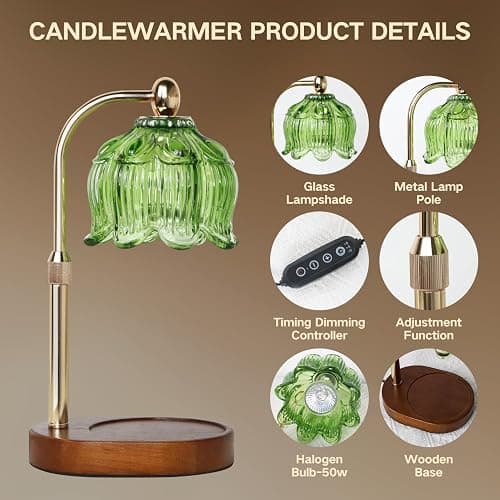 GEEZO Fragrance Candle Warmer Lamp，Electric Candle Warmer with Timer & Dimmer，Mom Christmas Birthday Gifts for Women, House Warming Gifts New Home Bedroom Decor thumbnail 4