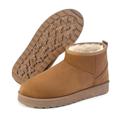 Winter Snow Boots for Women,MIni Ankle Booties Slip On,Fur Lined Warm Winter Shoes Non Slip,Comfortable Flat Boots,Botte Hiver Femme. - Image 1