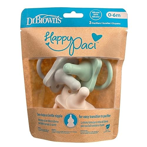 Dr. Brown's HappyPaci 100% Silicone, Newborn Baby Pacifiers 0-6 Months, BPA Free, White, Blue, Light Blue, Cool Gray, Green, and Ecru, 6 Pack - 6-Pack Variety - Blue & Green thumbnail 10