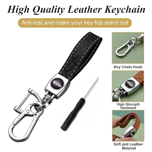 5 Buttons Compatible with Hyundai Key Fob Cover Accessories, Fits for Elanrtra Sonata Ioniq Santa Fe Santa Cruz KONA Tucson, Soft TPU Key Case with Leather Keychain (Black-Gold) thumbnail 7