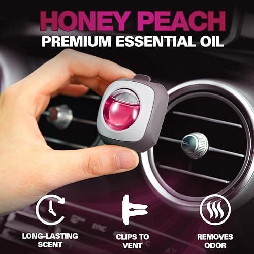 Air Jungles Honey Peach Scent Car Air Freshener Vent Clip, 6 Count Long Lasting Up to 180 days, Natural Essential Oil Car Fragrance for Women and Men, Odor Eliminator - 4ml Each thumbnail 2