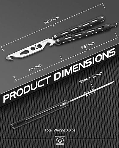 Dispatch Practice Butterfly Knife Trainer Unsharpened Balisong with Stainless Steel Dull Blade, Durable ABS Handle & Lock Latch | EDC Flipping, Martial Arts, Cosplay, Survival Training Tool, Black thumbnail 2