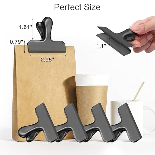 WUDIME 24 Pack Chip Clips, Stainless Steel Bag Clips for Food, Chip Bag Clip Heavy Duty, Food Clip Ideal for Kitchen Office Storage(Black) thumbnail 3