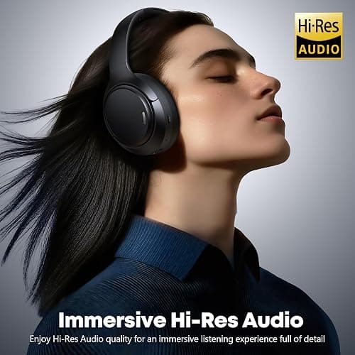Hybrid Active Noise Cancelling Bluetooth 6.0 Headphones 120H Long Playtime, 6 ENC Mic, Over Ear Headphones Wireless, Hi-Res Audio, Memory Foam Earcup, Transparency Mode ANC Headphone for Travel Office thumbnail 7