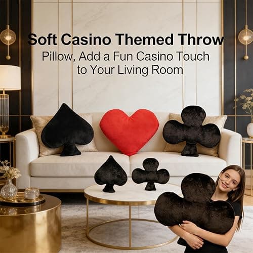 Soft Casino Themed Throw Pillow, Sofa Cushions, Poker Plush Pillows, Realistic Playing Card Heart-Shaped Pillow, Dice Pillow, for Sofa Couch Chair, Funny Poker Plush Pillow (Spades) thumbnail 4
