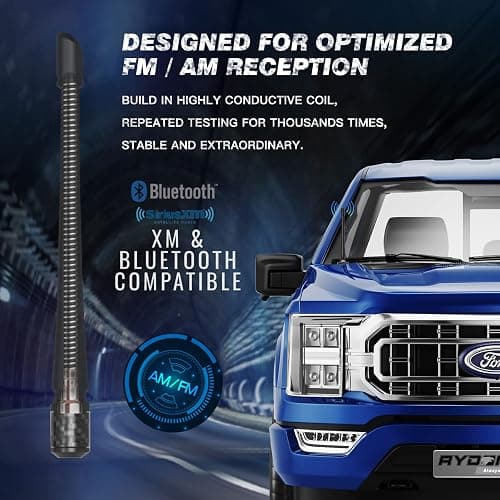 RYDONAIR Short Antenna Compatible with Ford F150 2009-2026 & Ford Bronco 2021-2023, Internal Copper Coil for Enhanced Reception, Car Wash Proof, 7 inches Rubber Antenna Replacement thumbnail 2