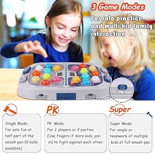 Hammer Mole Game for Toddler, Toys for 3-12 Year Old Boys and Girls, Kids Whack Pound Game,Gifts for 3 4 5 6+ Year Old Boys, Interactive Educational Toy with Sound and Light, PK Mode with 2 Hammers thumbnail 5