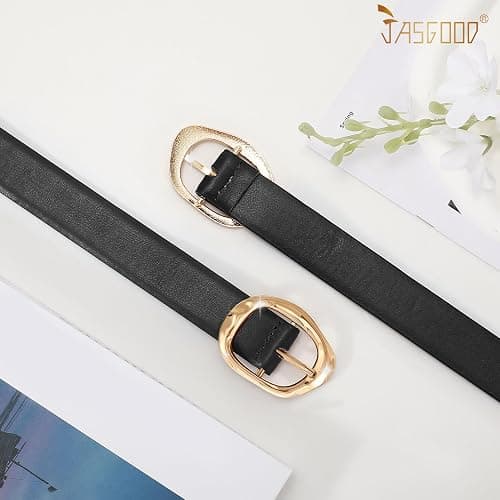 Women Leather Belt for Jeans Pants Ladies Casual Waist Belt Fashion Women Belt with Gold Buckle thumbnail 3